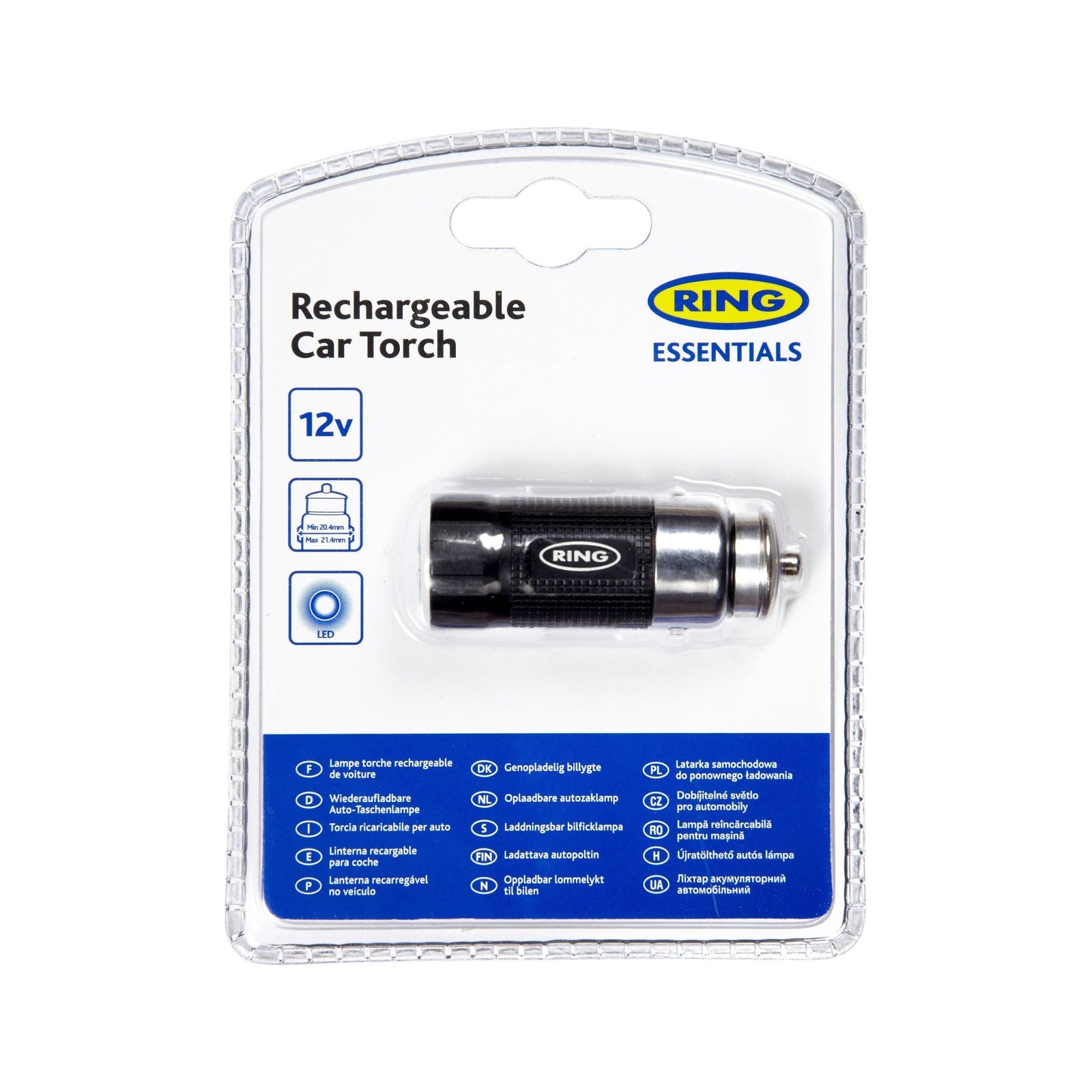 Ring Automotive RRCT01 Rechargeable Car Torch, 12 V, Black