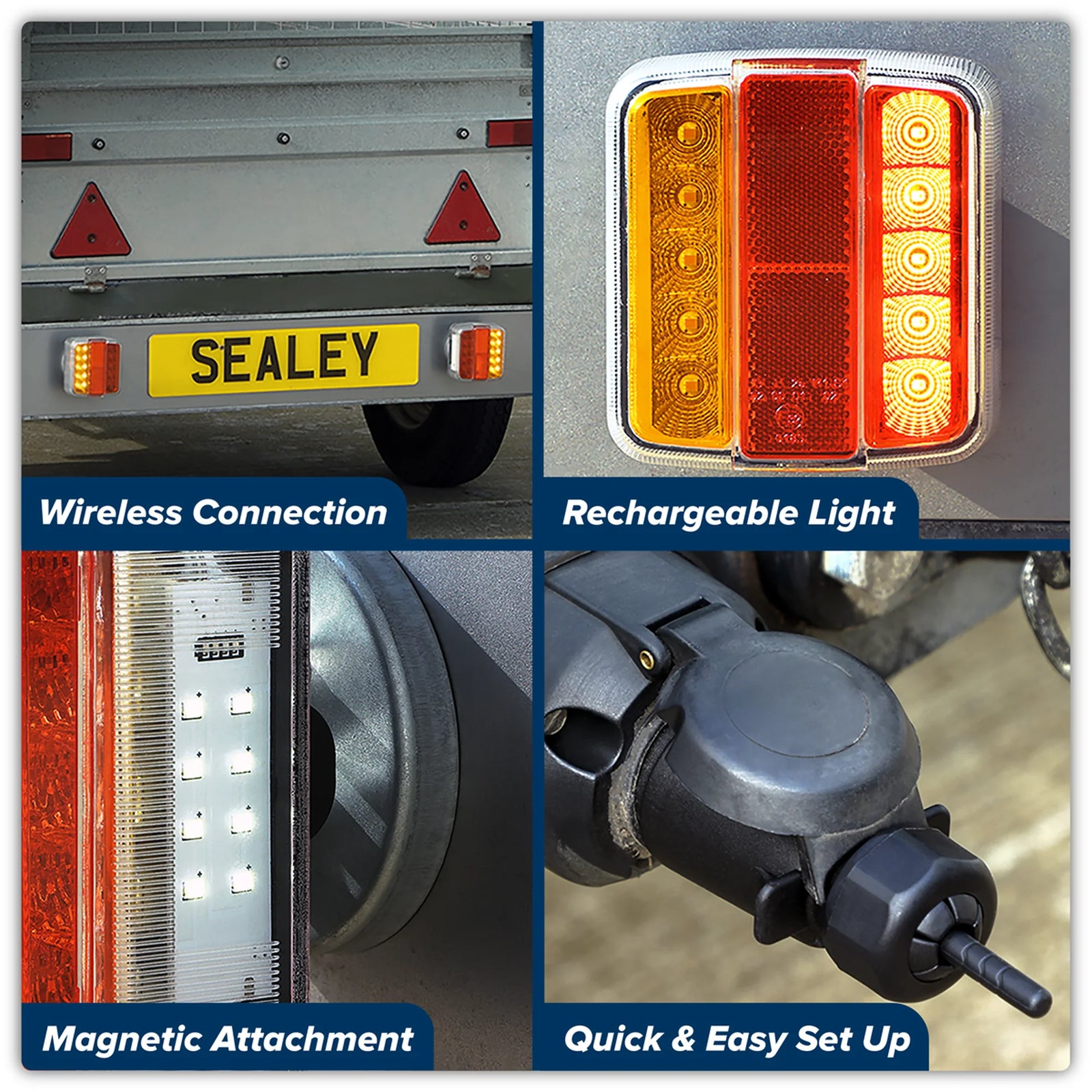 Sealey 13-Pin Wireless SMD LED Trailer Light Set 2 Piece