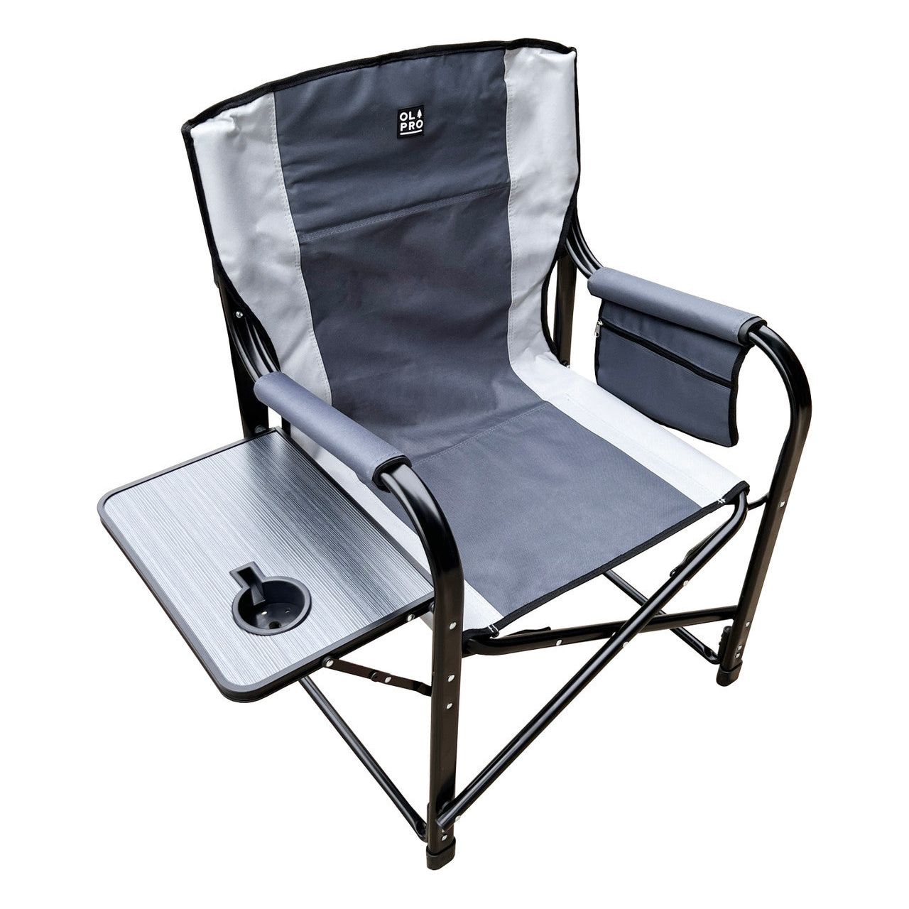 Olpro Directors Chair with side table Grey & Charcoal