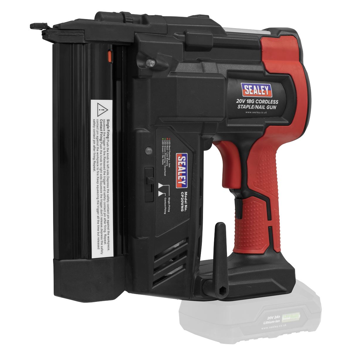 Sealey Cordless Nail/Staple Gun 18G 20V 2Ah SV20 Series Lithium-ion CP20VNGKIT1