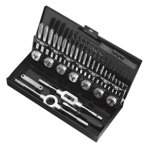 Sealey Tap and Die Set Premier Metric Split Dies HSS 4341 M3-M12 Metal Case