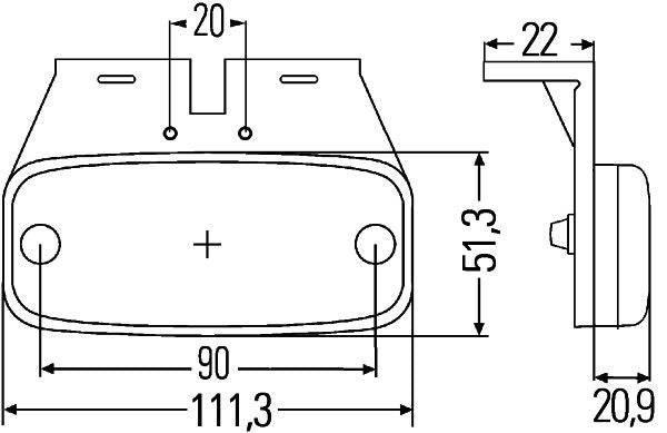 Hella Side Marker Light Wide High 2PS 345 600-077