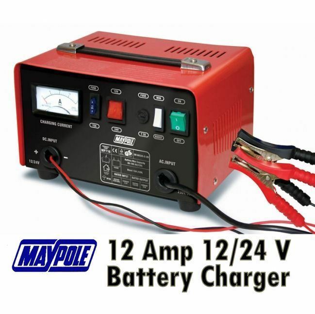 New Maypole MP716 12A Metal Battery Charger 12/24V Fast/Boost Mode Robust Steel