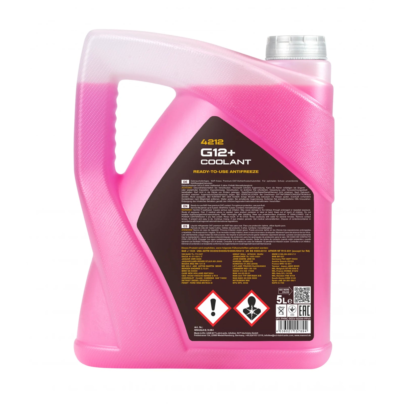 5L MANNOL RED Coolant Antifreeze G12+ Ready Mixed Long Life German Hi Spec