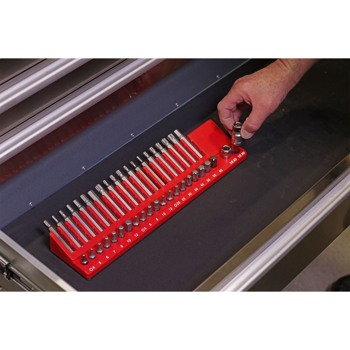Sealey Premier Magnetic Bit Holder Tray 42 Bit Capacity 10mm Hex Drive Bits