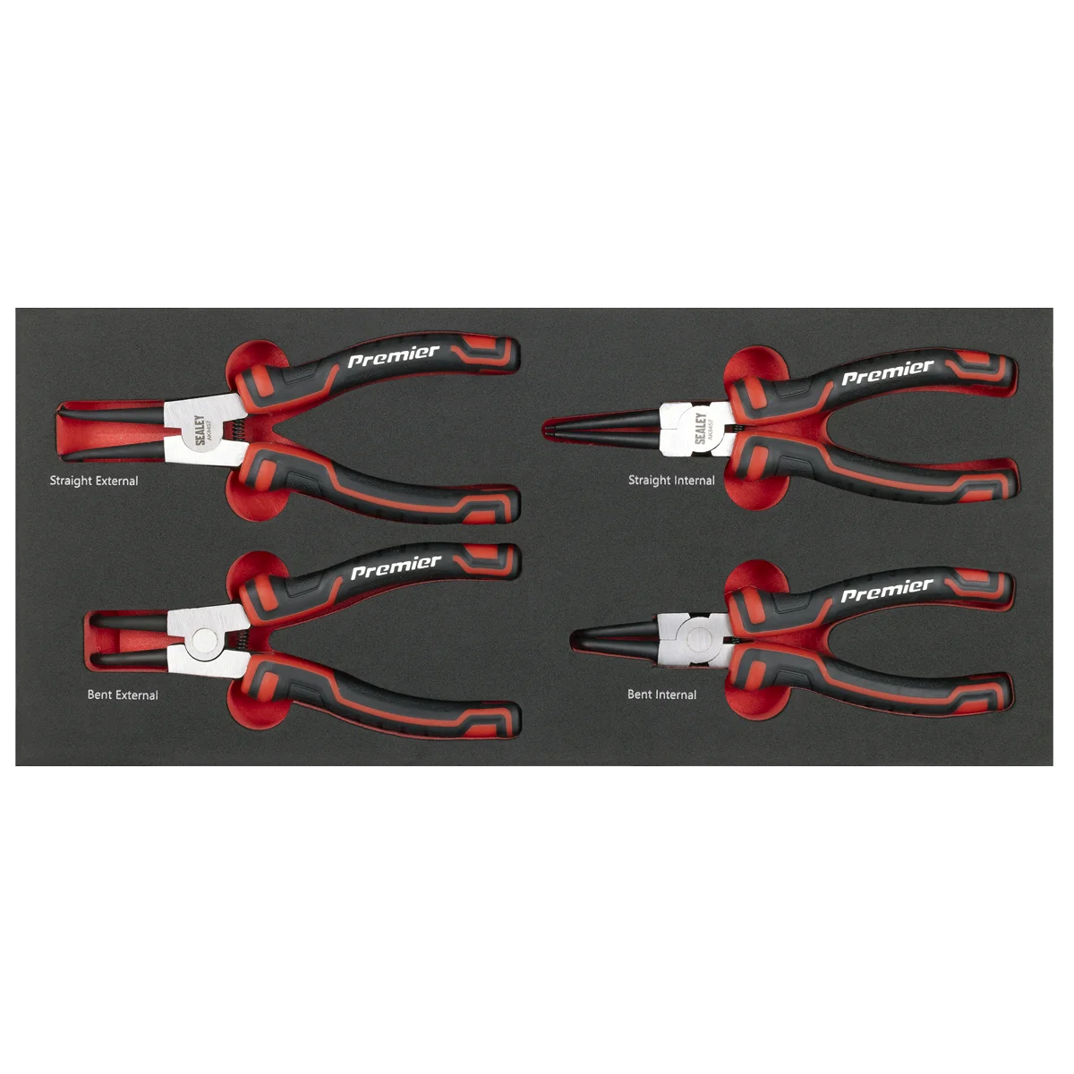 Sealey Premier Circlip Pliers Set 4 Piece with Tool Tray 19-60mm Capacity