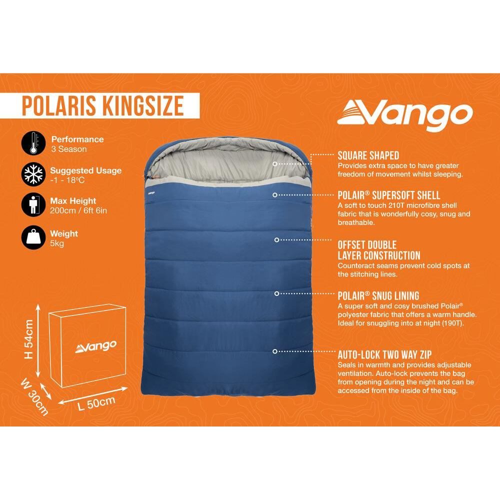 Vango Polaris Kingsize Sleeping Bag Kingsize Neptune
