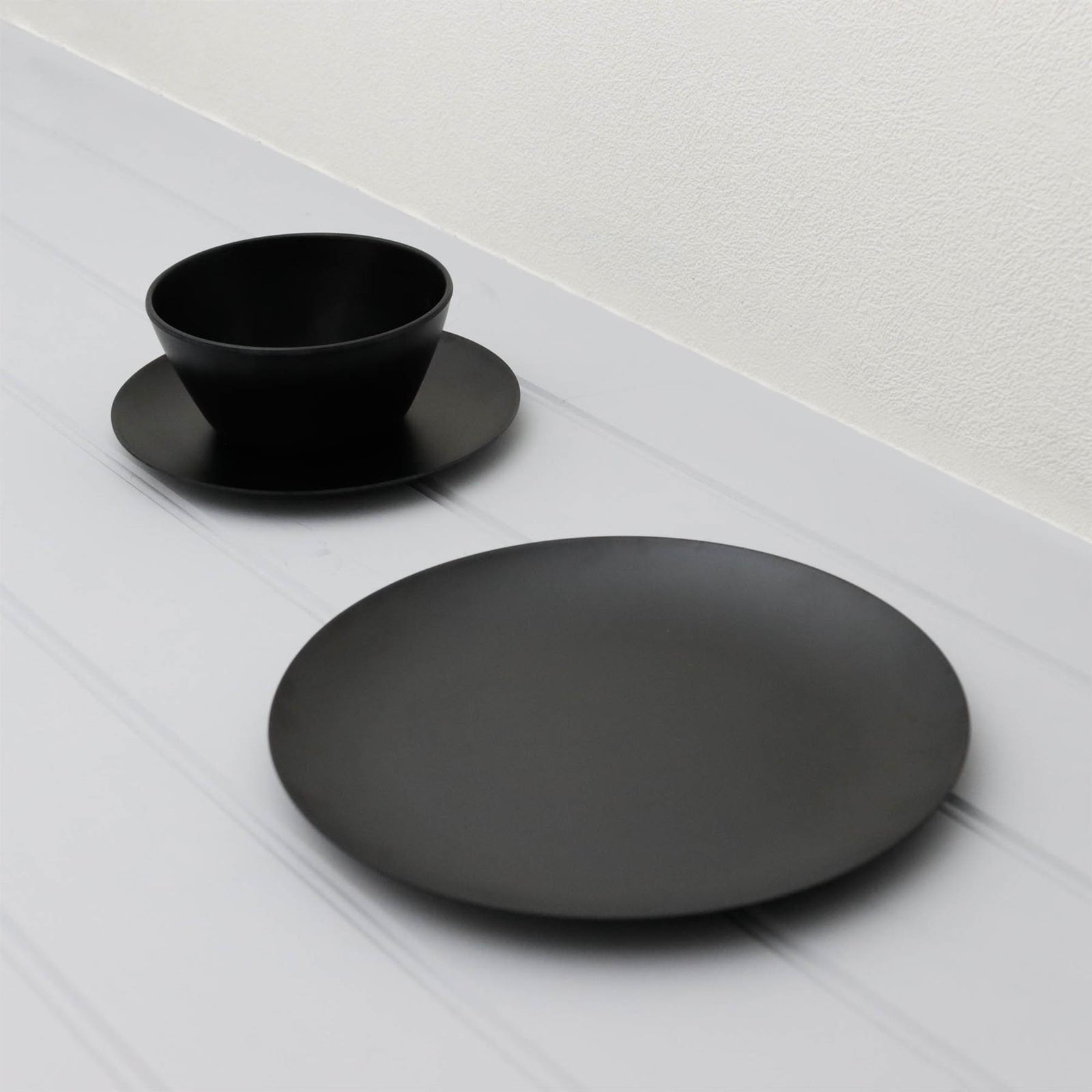 Premium 12-Piece Melamine Set Black Shale Durable Tableware Camping/Pinic/Caravn