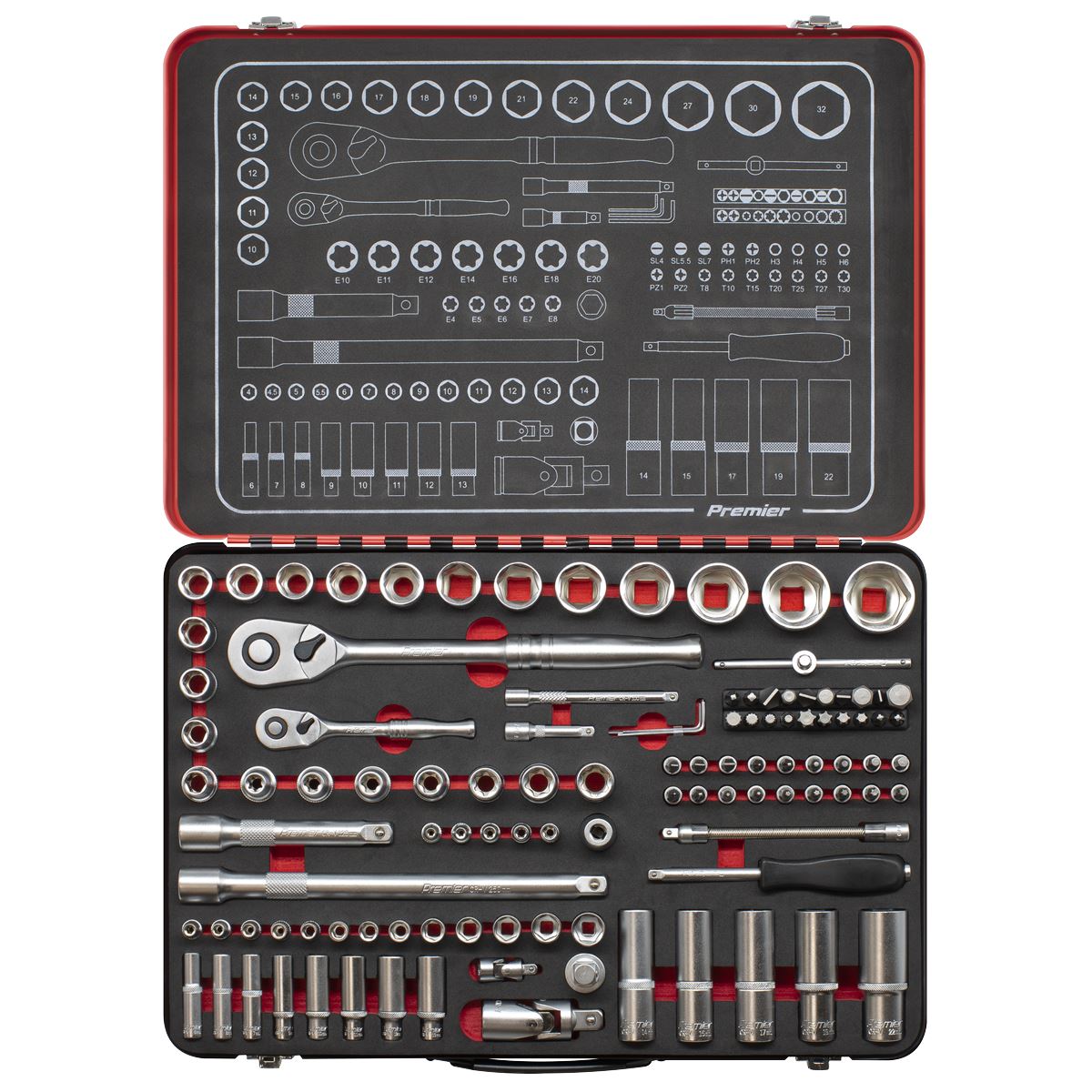 Sealey Premier Platinum Premier Platinum Socket Set 1/4" & 1/2"Sq Drive 108pc