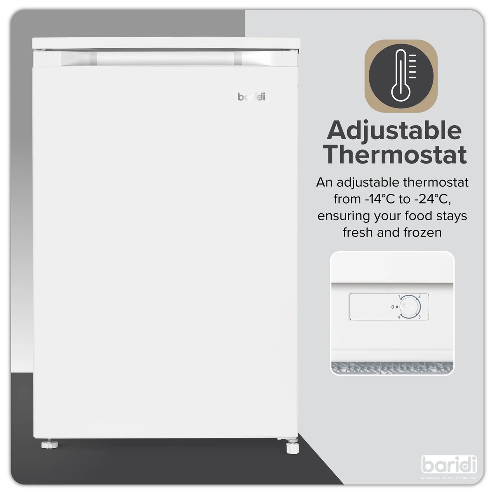 Baridi Undercounter Freezer DH250 85L - White