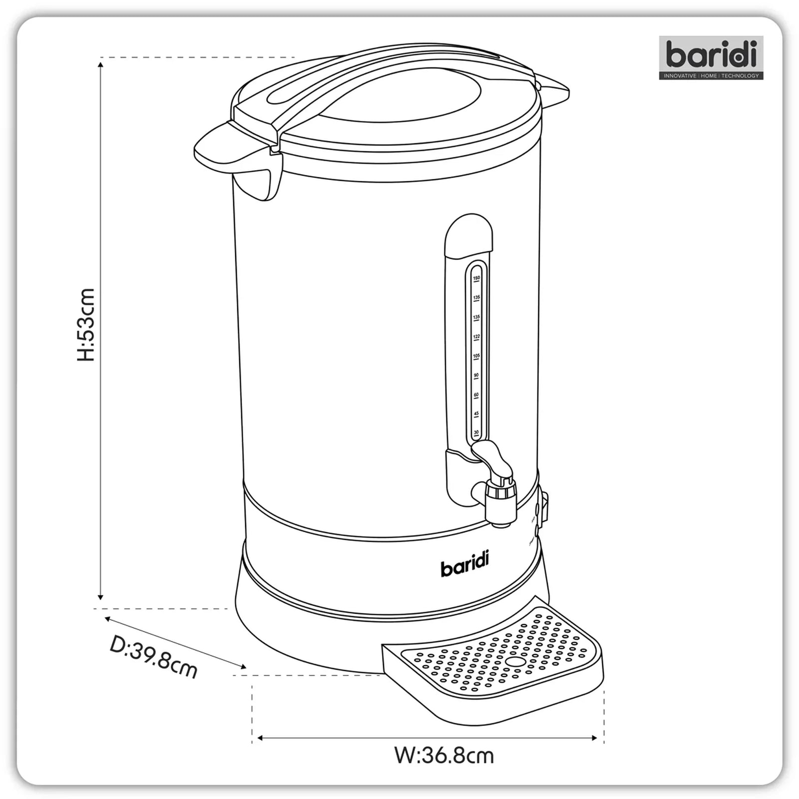 Baridi Hot Water Boiler 20L Capacity DH431 - Black