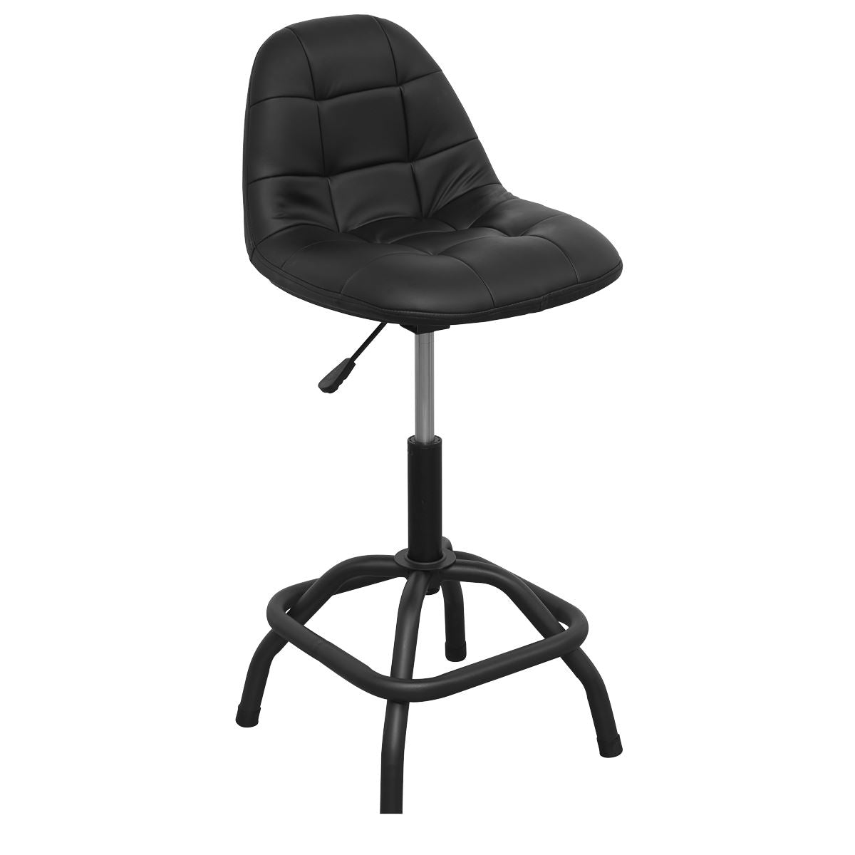 Sealey Workshop Stool Pneumatic with Adjustable Height Swivel Seat & Back Rest
