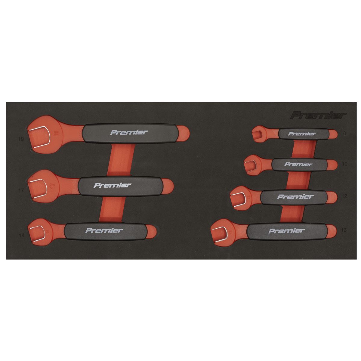 Premier Insulated Open-End Spanner Set with Tool Tray 7pc - VDE Approved