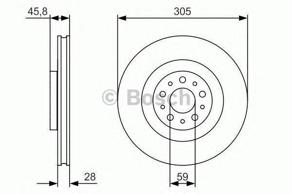 Bosch 2 x Vented 305mm Brake Disc 0986479736
