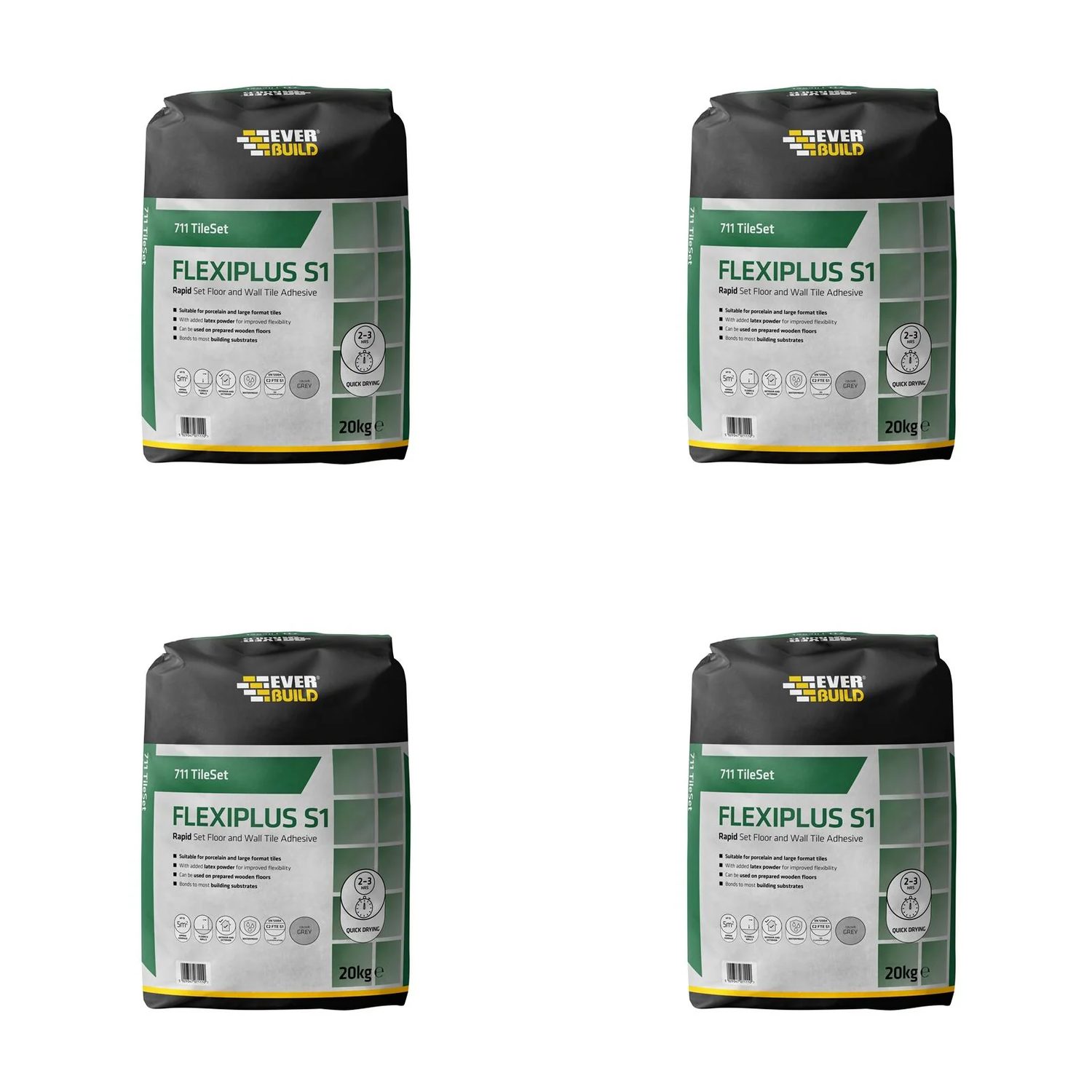 Everbuild Sika 711 TileSet Flexiplus Tile Adhesive White 20kg - 695062