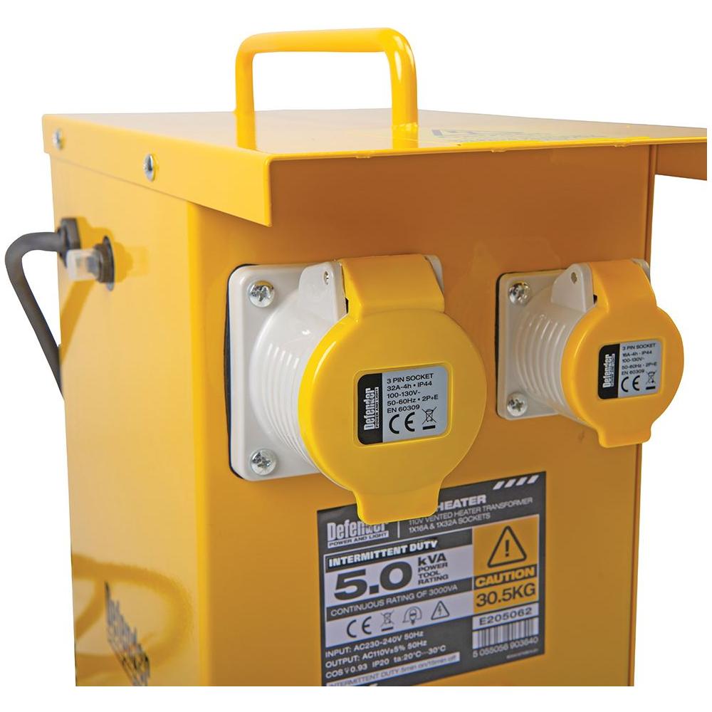 Defender 5kVA Metal Heater Transformer 16A / 32A 110V