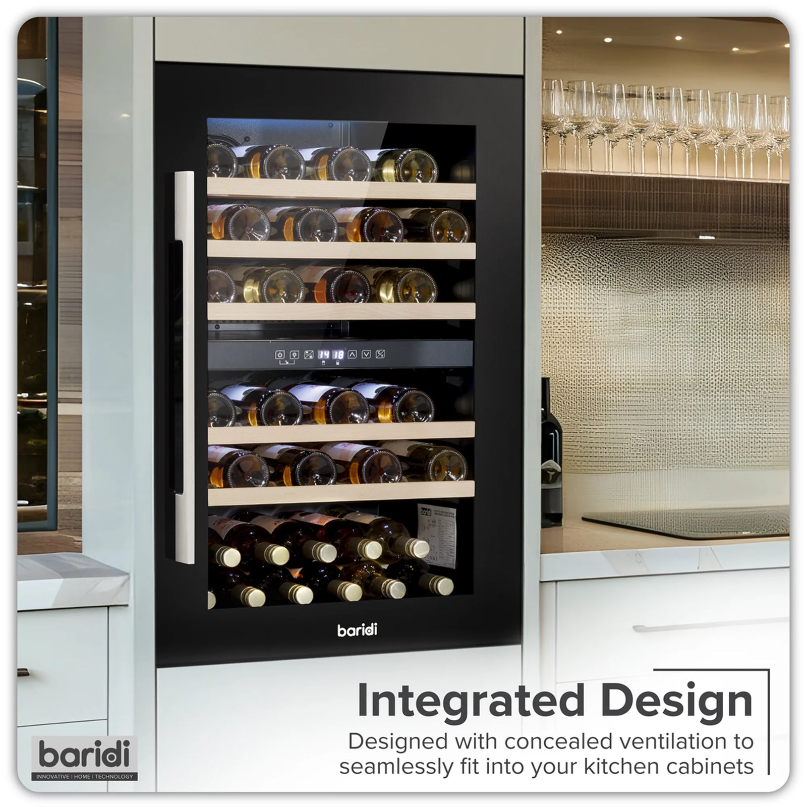 Baridi Wine Cooler 57 Bottles Dual Zone DH118 Black