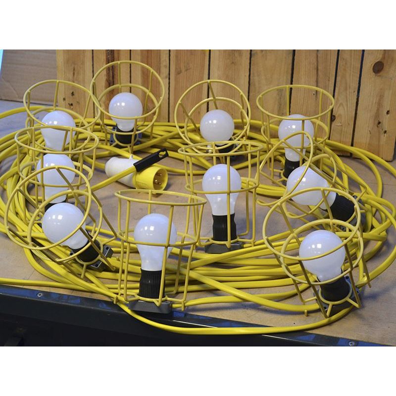 Faithfull Power Plus Festoon Lights 10 ES Bulbs 110V 22m