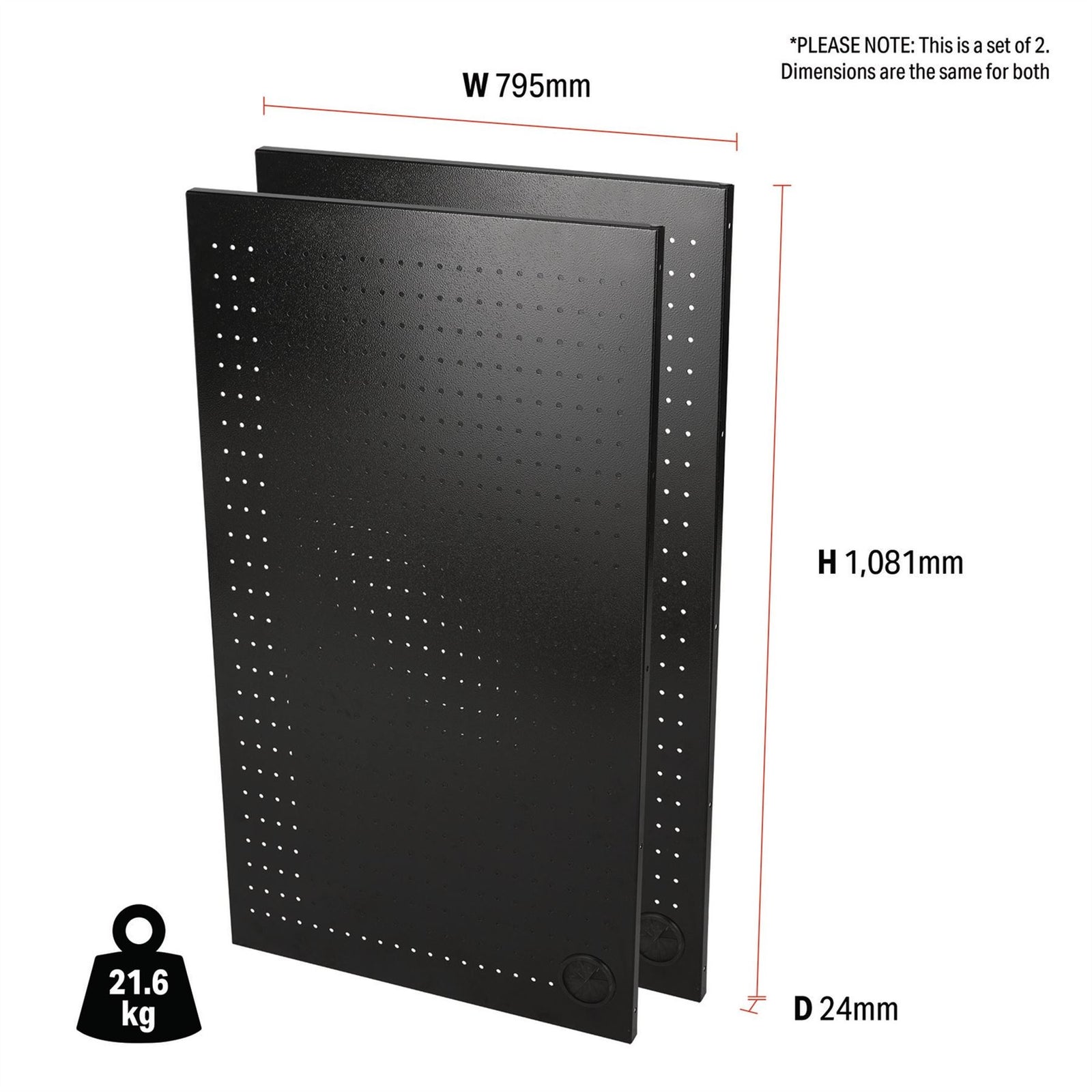Draper BUNKER Modular Corner Unit Back Panels/Pegboards, 795mm (Pair)