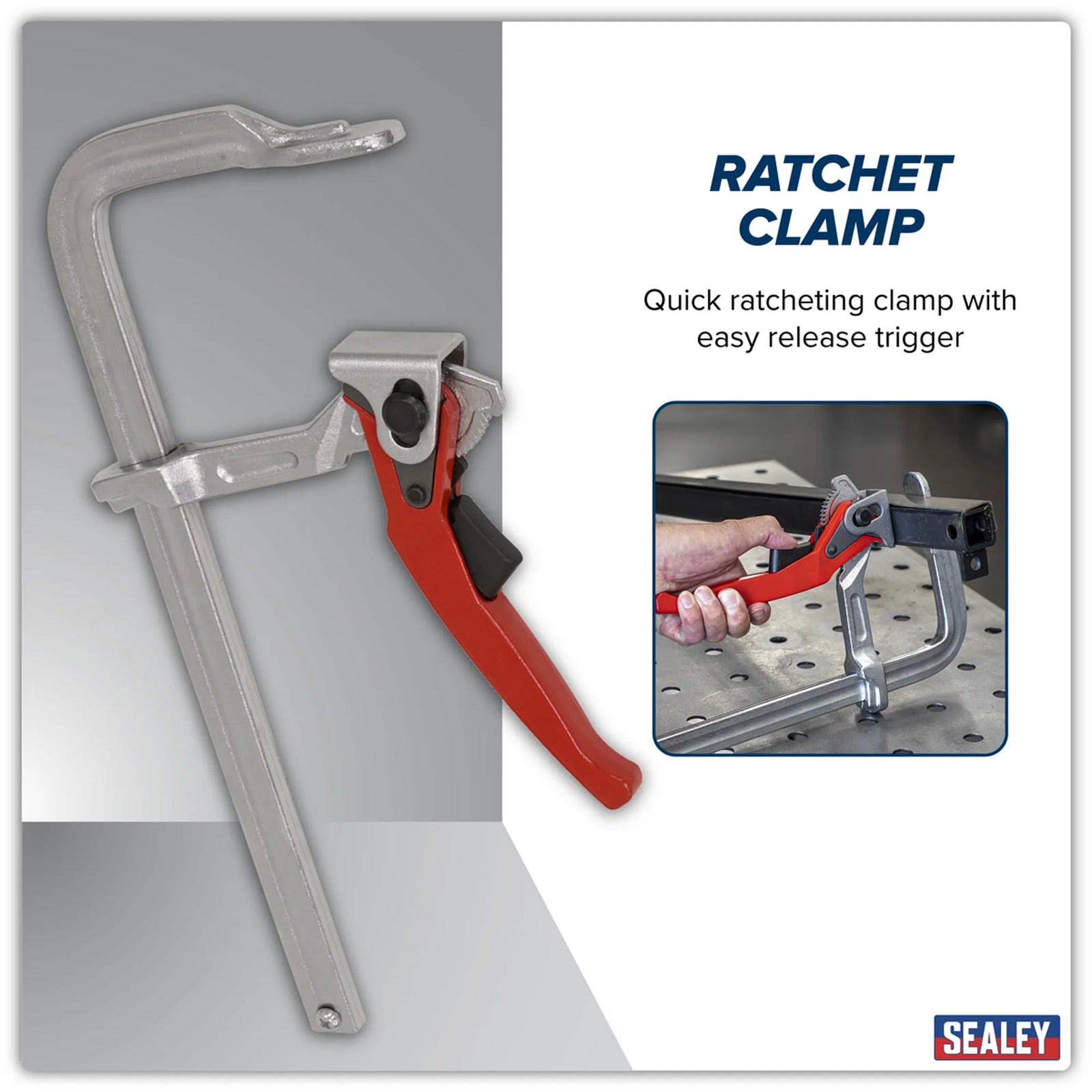 Sealey Welding Ratchet Clamp 300mm Opening Capacity WRC300
