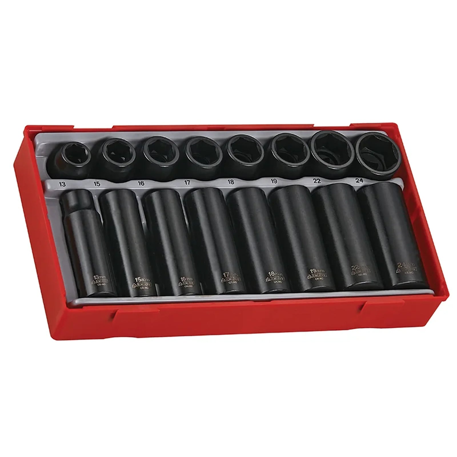 Teng TT9116 Regular/Deep Impact Socket Set, 16 Piece- 1/2in Drive - TT9116