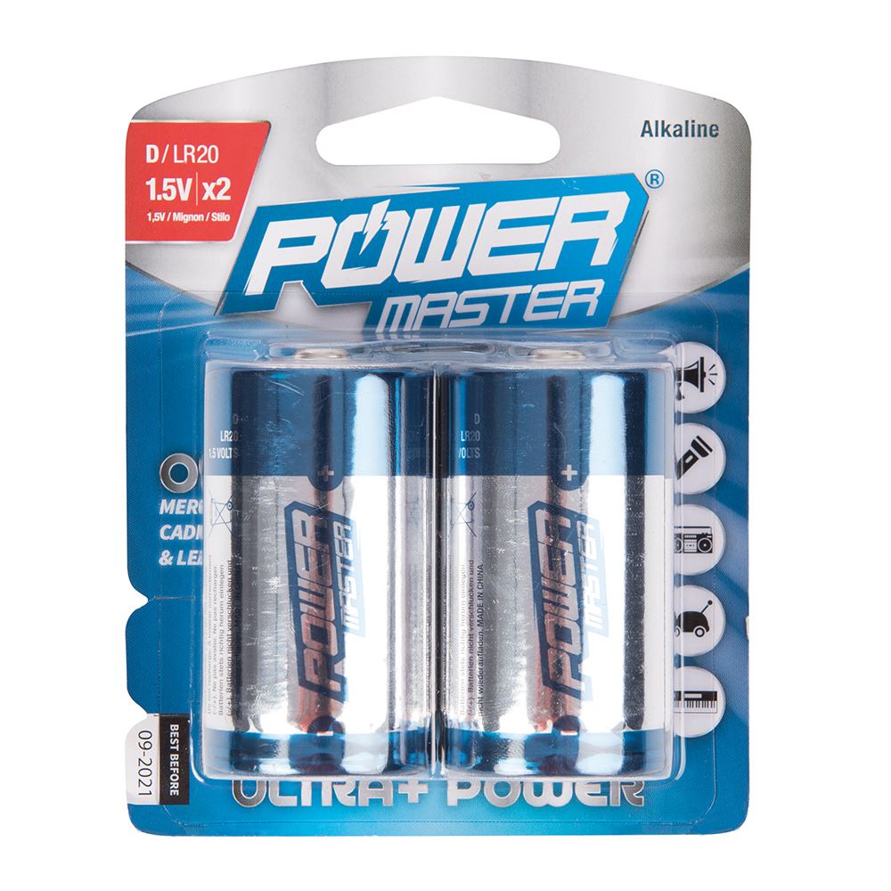 Powermaster D-Type Super Alkaline Battery LR20 2pk 2pk