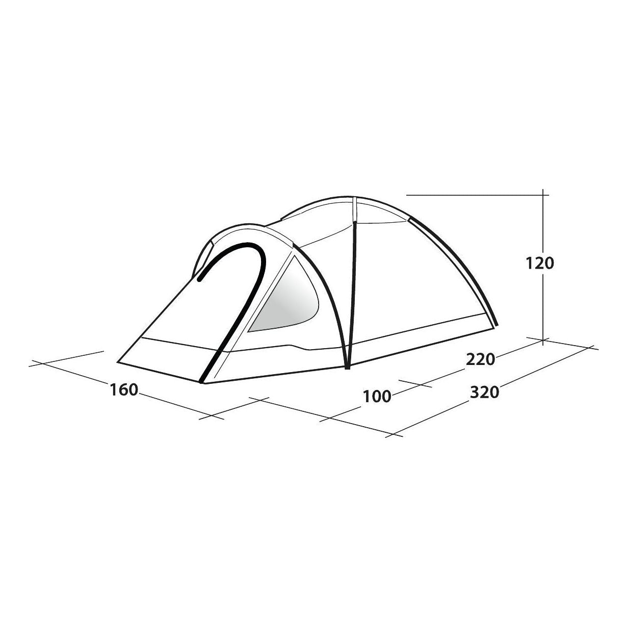 Outwell Cloud 2 Tent Dome Style 2 Berth Poled Tent Camping Festivals
