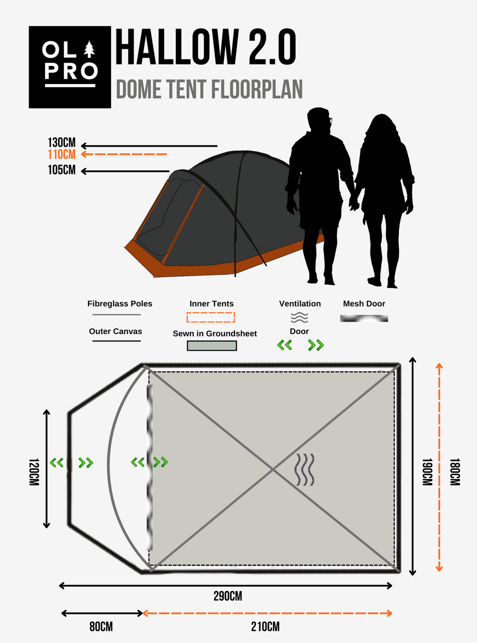 Olpro Hallow 2 Berth Poled Tent