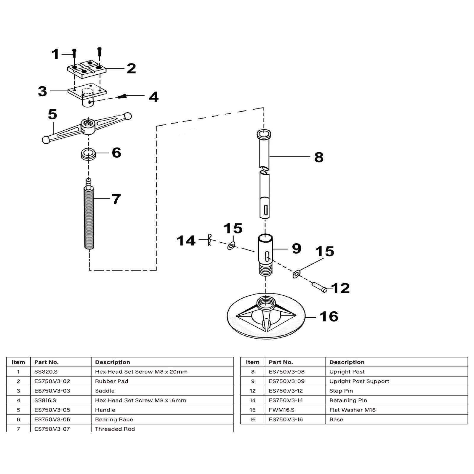 Sealey Upright Post Support ES750.V3-09