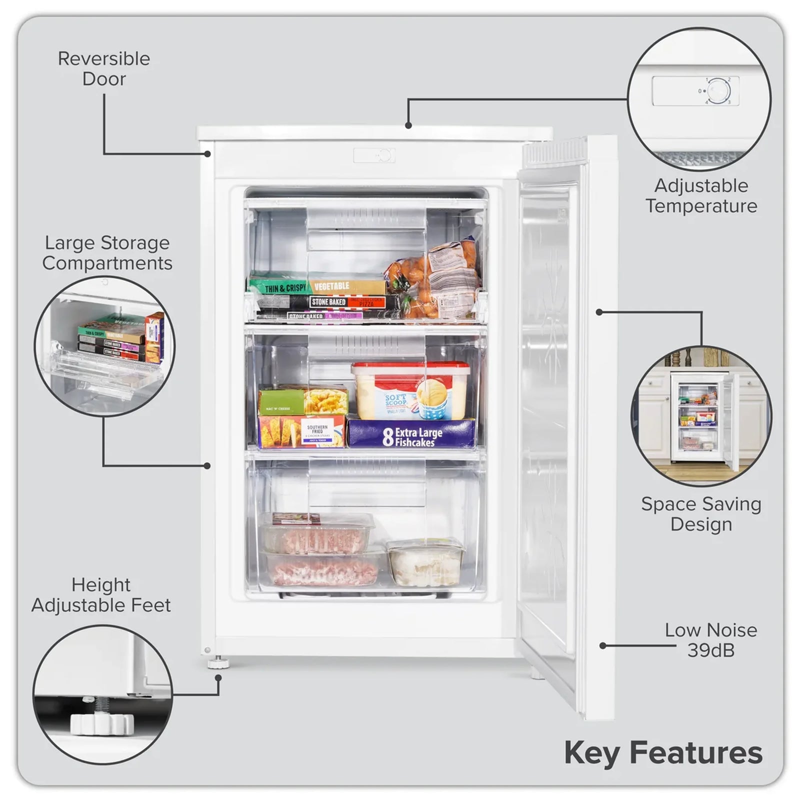 Baridi Undercounter Freezer DH250 85L - White