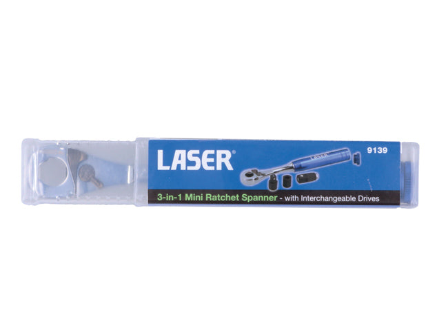 Laser 3-in-1 Mini Ratchet Spanner - with Interchangeable Drives