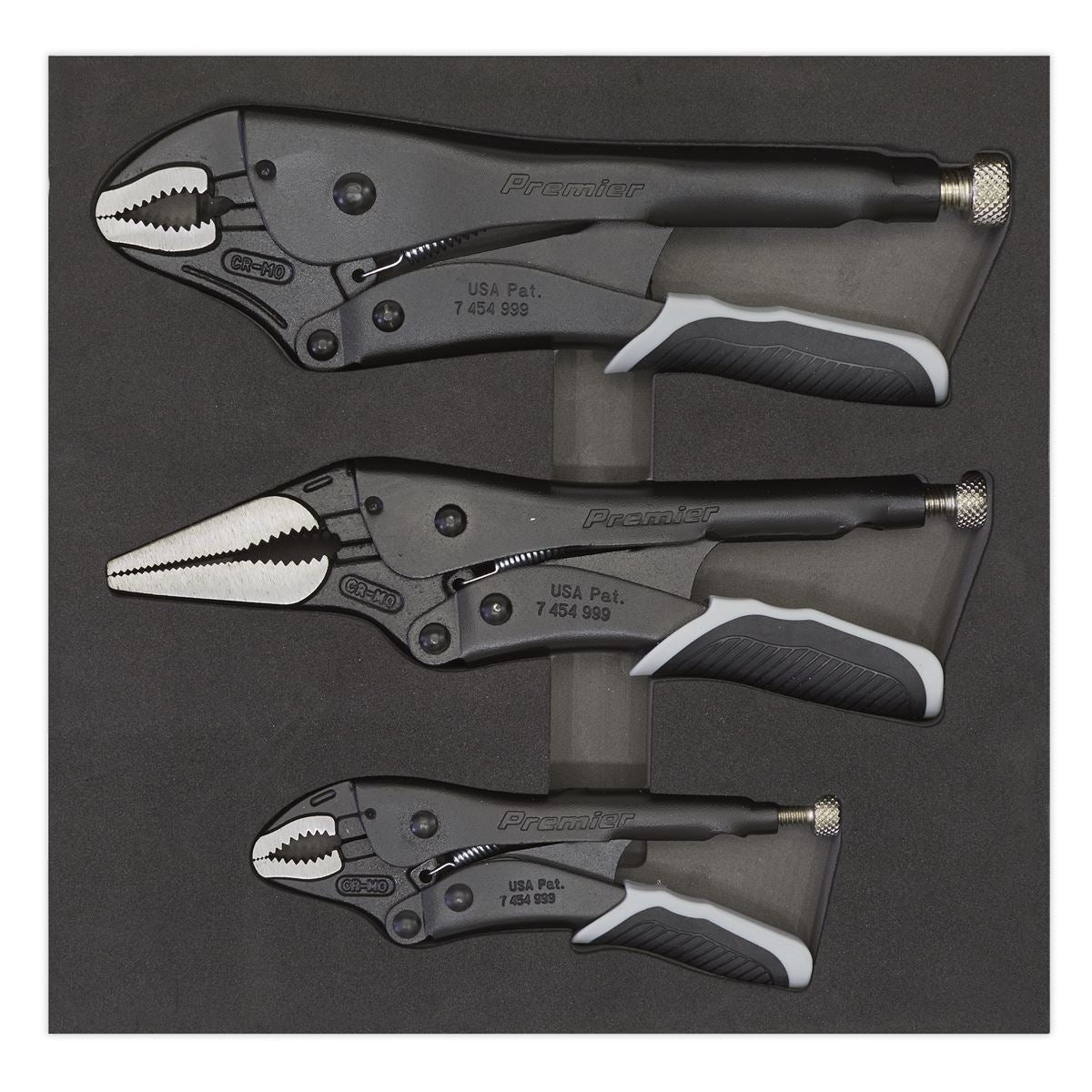 Sealey Premier Black 3pc Quick Release Locking Plier Sets Mole Grips Pliers
