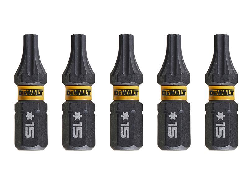 DeWALT Power Tools EXTREME FlexTORQ Bits T15 x 25mm (Pack 5)