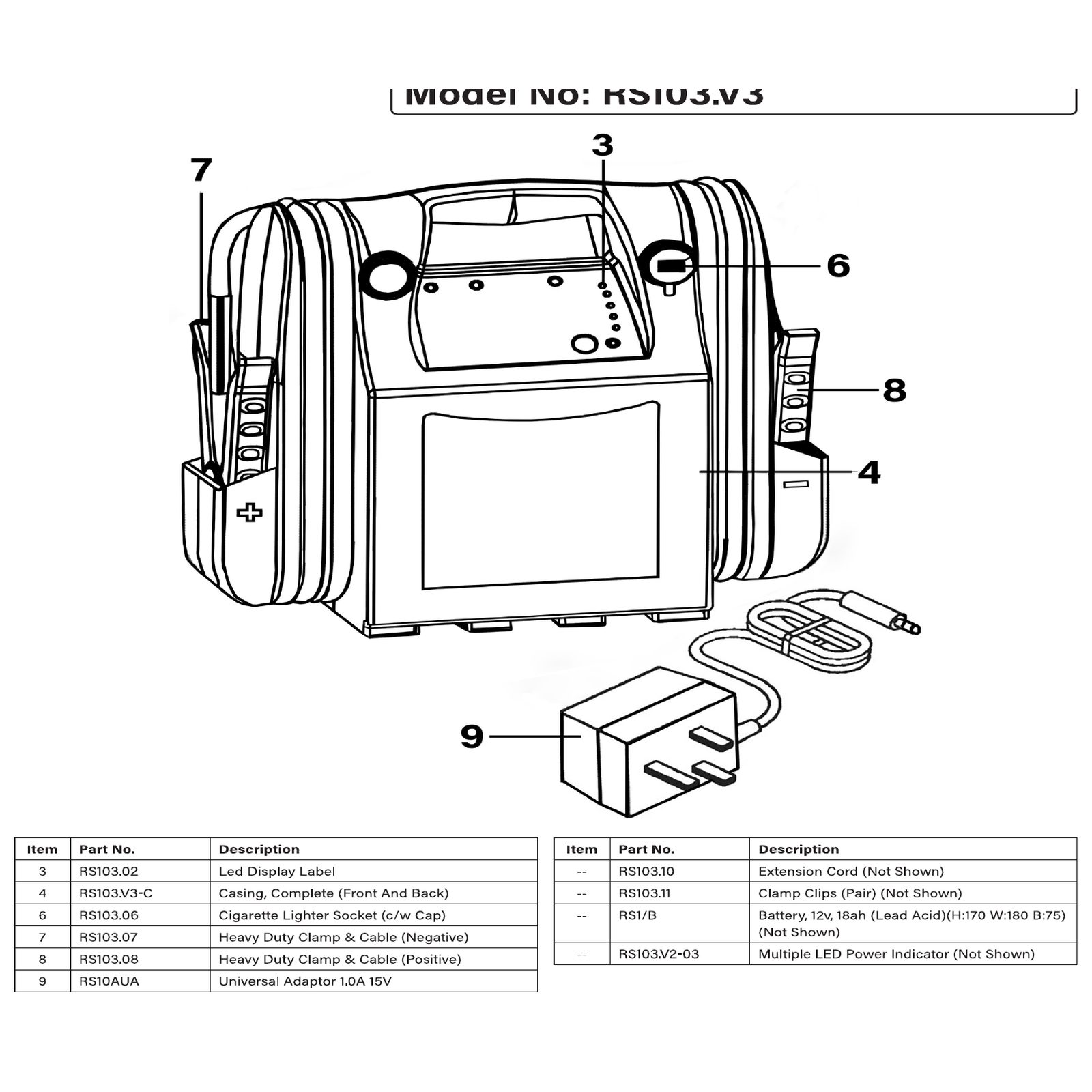 Sealey Casing, complete (front and back) (so) RS103.V3-C