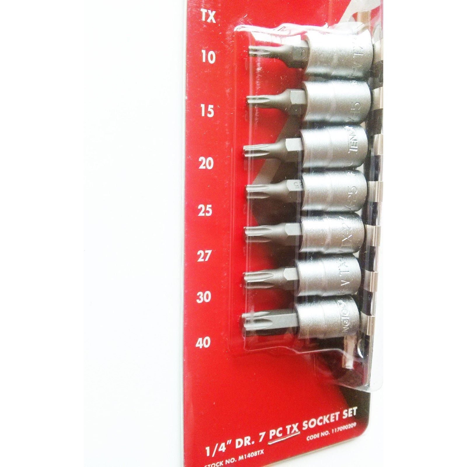 Teng Tools 1/4" TX Bit Socket Clip Rail Set 8 Pieces