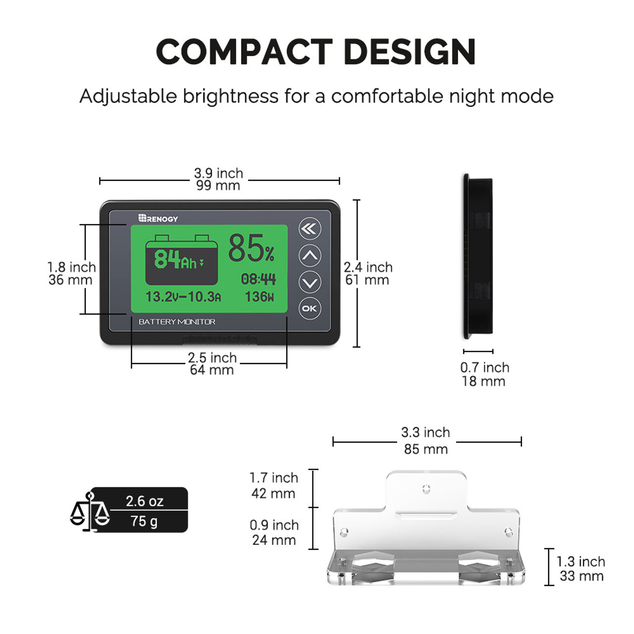 Renogy 500A Battery Monitor with Shunt/Sampler (Coulomb meter)
