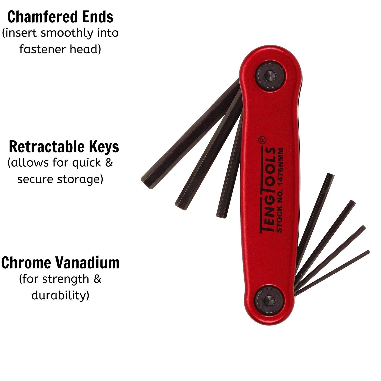 Teng Tools Folding Hex Key Set 1.5-6 mm ALU 7 Pieces