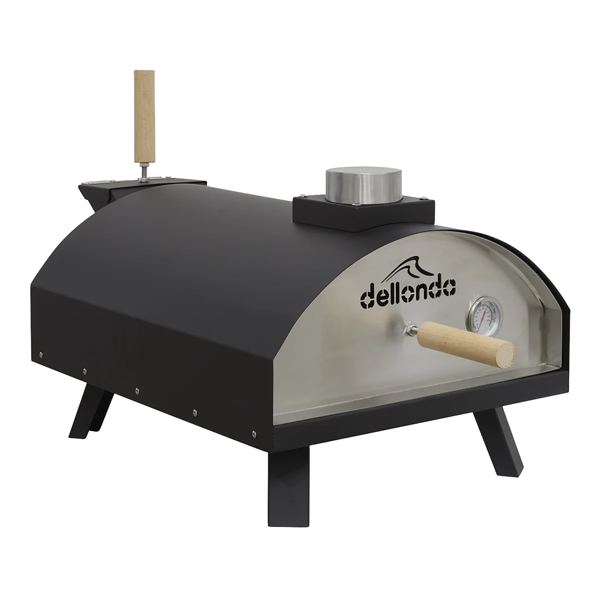 Dellonda Portable Wood-Fired 14" Pizza Oven and Smoking Oven Black/Stainless Steel