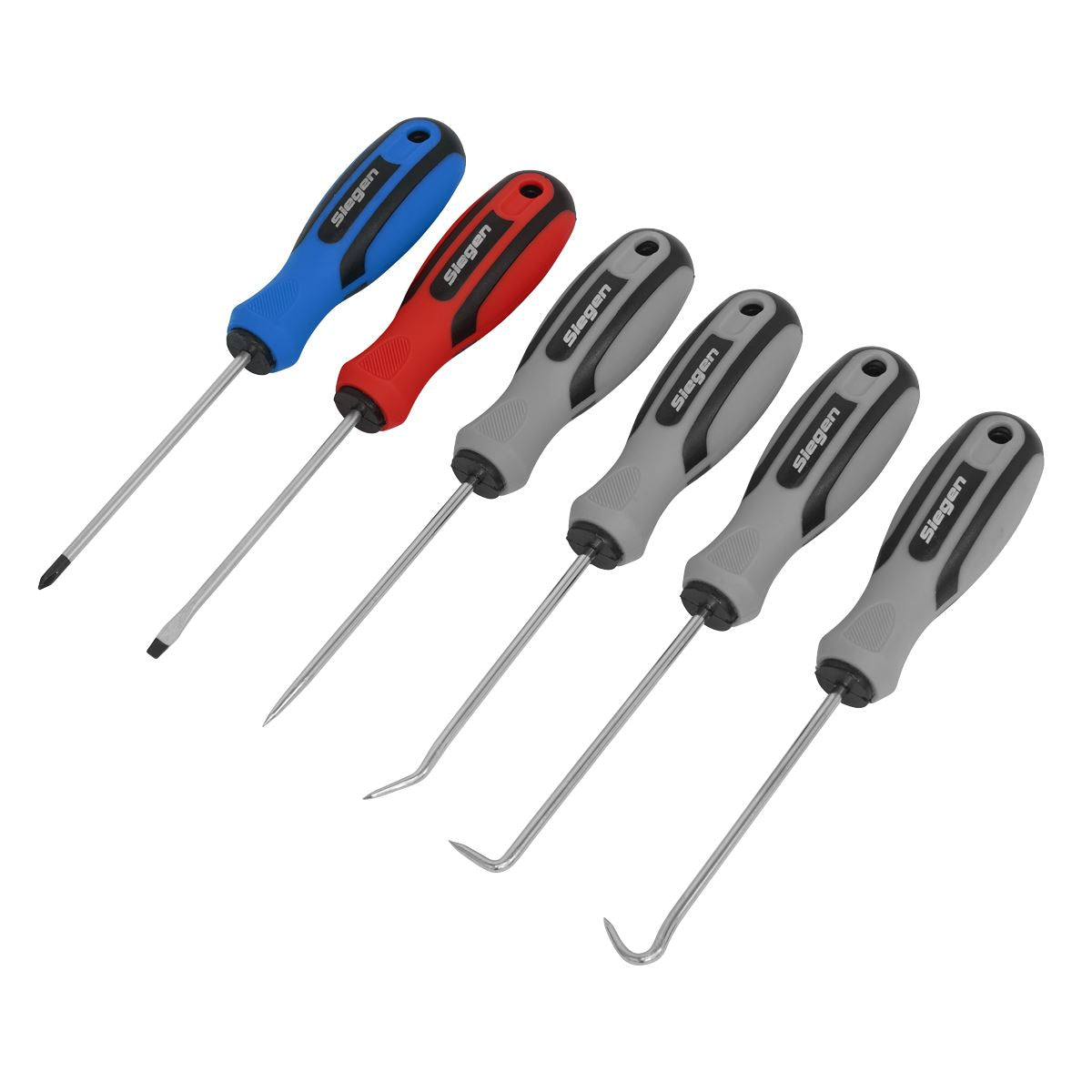 Siegen 6pc Mini Pick and Screwdriver Set Cotter Pin O-Ring Seal Remover PH0 SL3