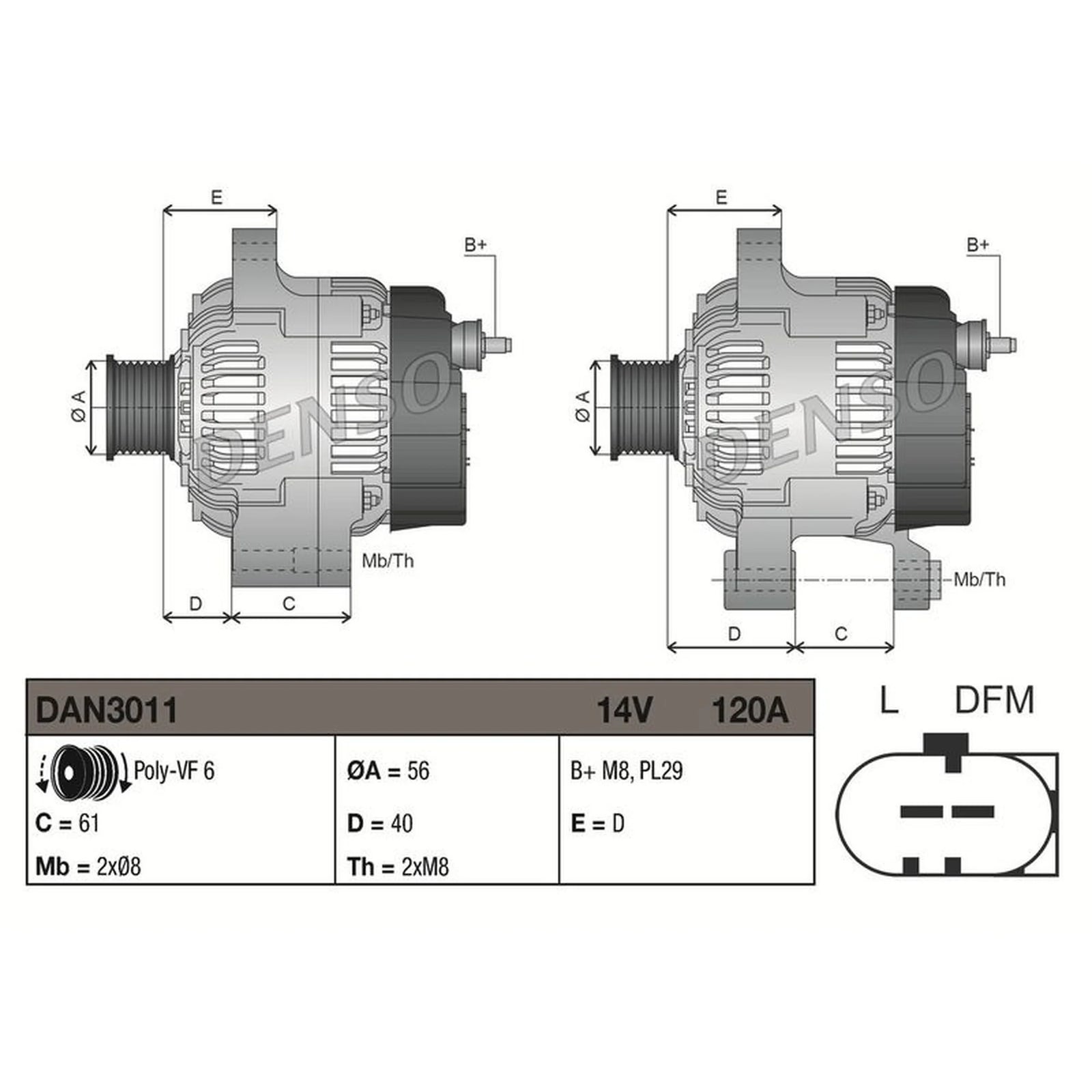 Denso Car Alternator 12V DAN3011