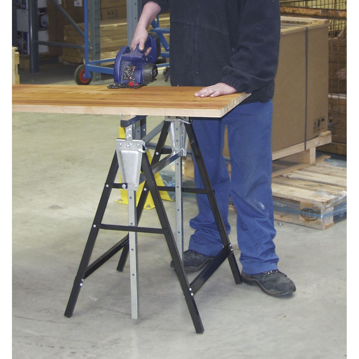 Sealey Fold Down Telescopic Trestle 200kg Capacity - Pair FDT32