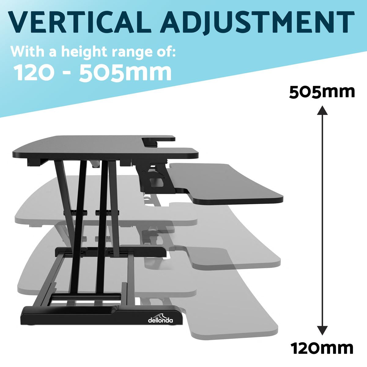 Dellonda 89cm Adjustable-Height Standing Desk Riser 15kg Capacity DH15