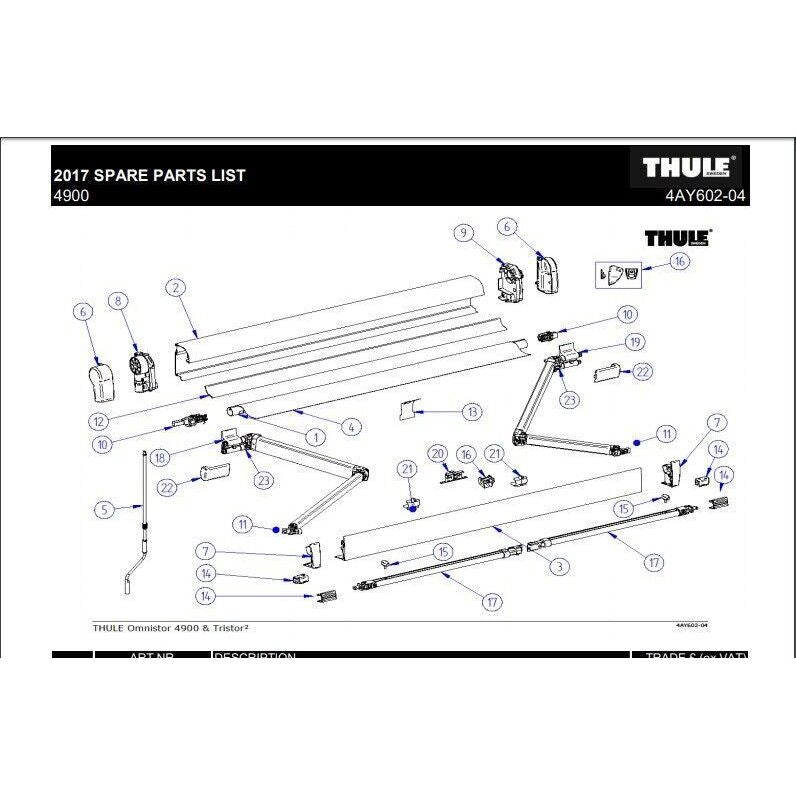 Thule Awning Connection Pieces Tension Rafter (4900 & Tristor Models) 1500602226