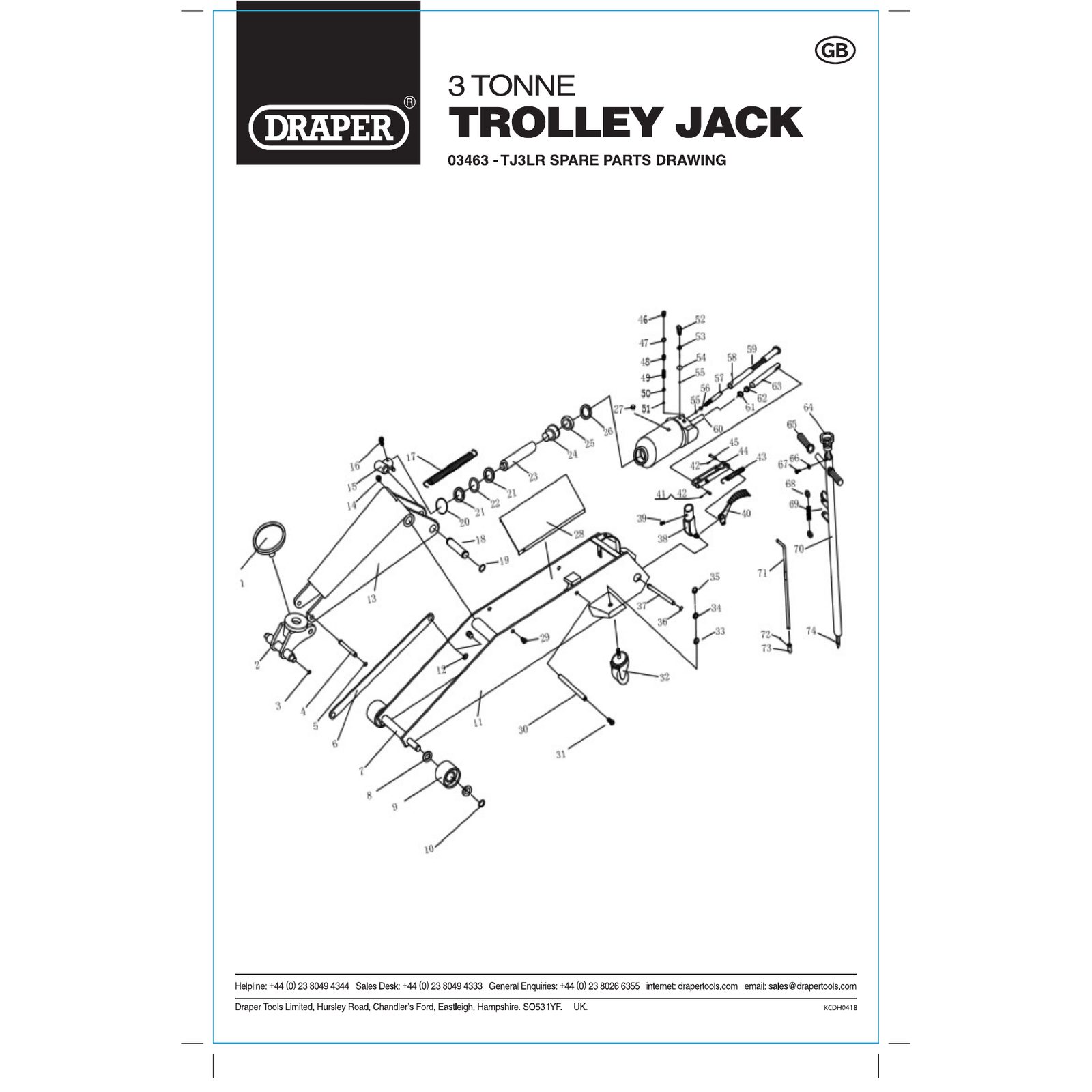 Draper Front Wheel Replacement YTJ3LR-9 48880