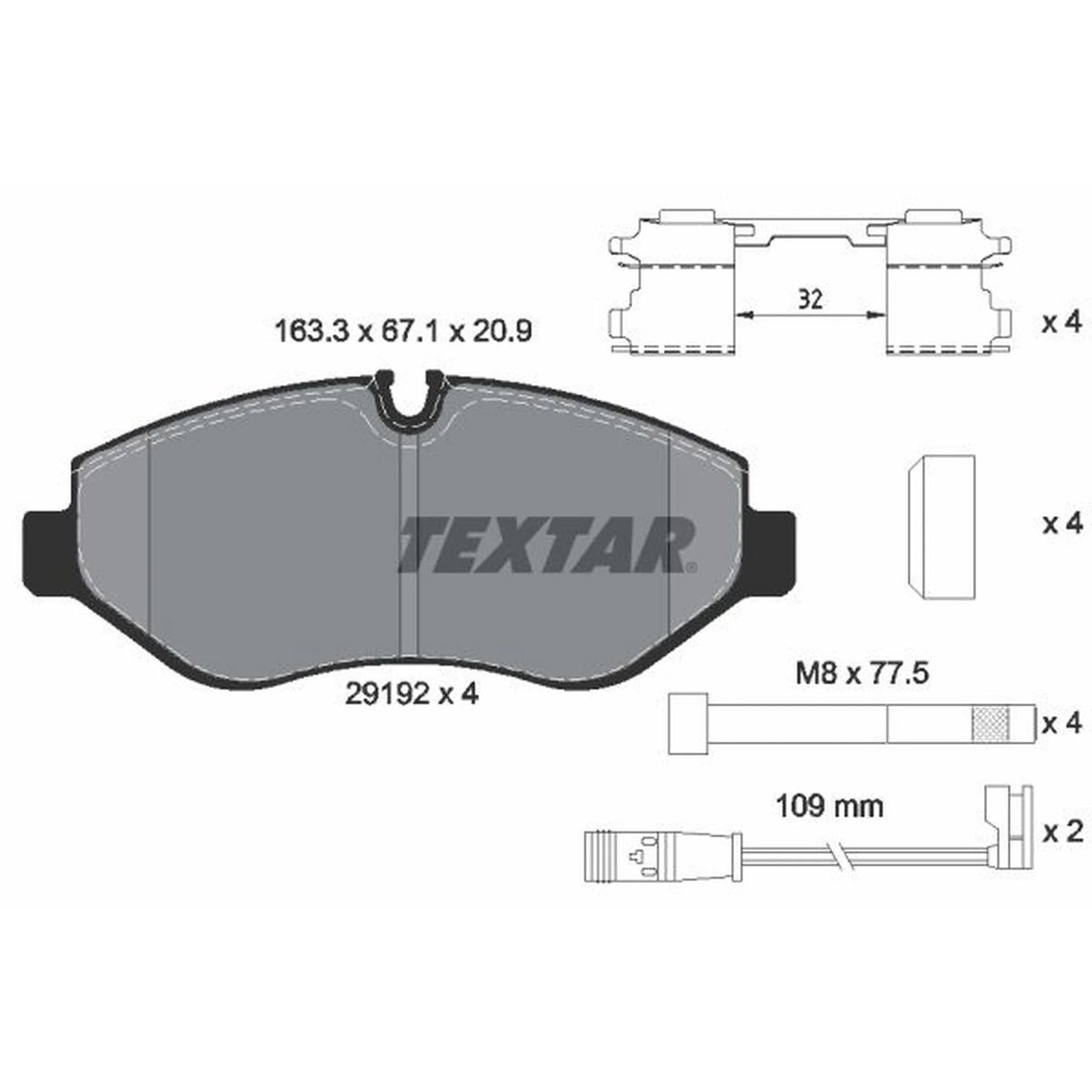 Textar Front Brake Pad Set 2919202