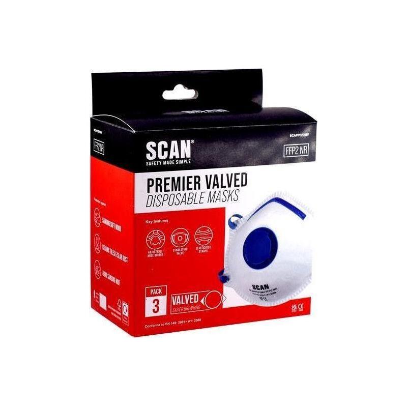 Scan Moulded Disposable Mask Valved FFP2 Protection (Pack 3)