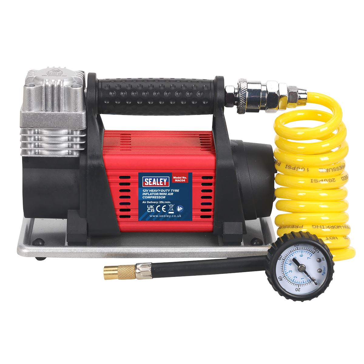 SEALEY 12V Car Bike Digital Tyre Inflator Mini Air Compressor Pump & Bag MAC04