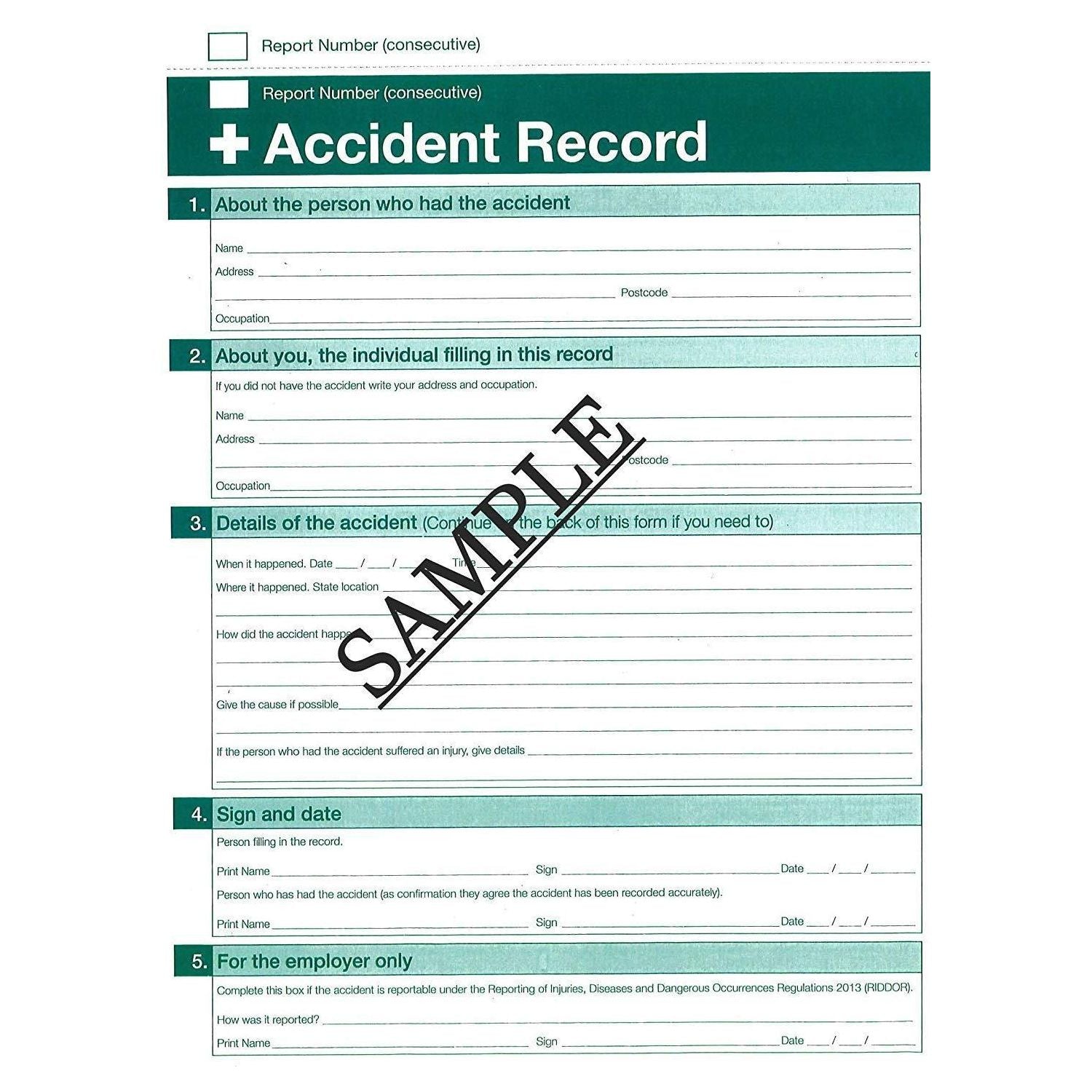 A5 Accident Book/First Aid Injury Record Book/Work Place Staff Accident Log Book