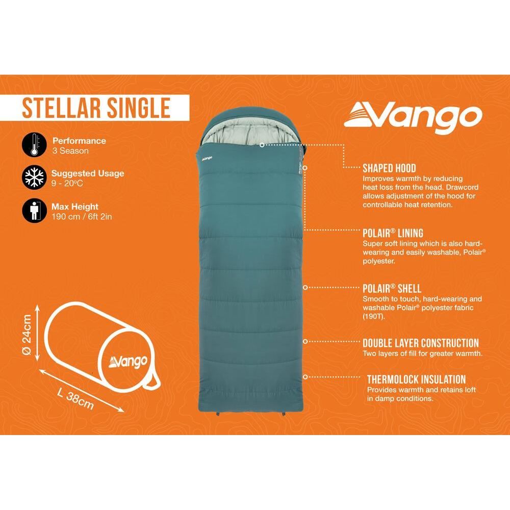 Vango Stellar Single Sleeping Bag Single Oasis