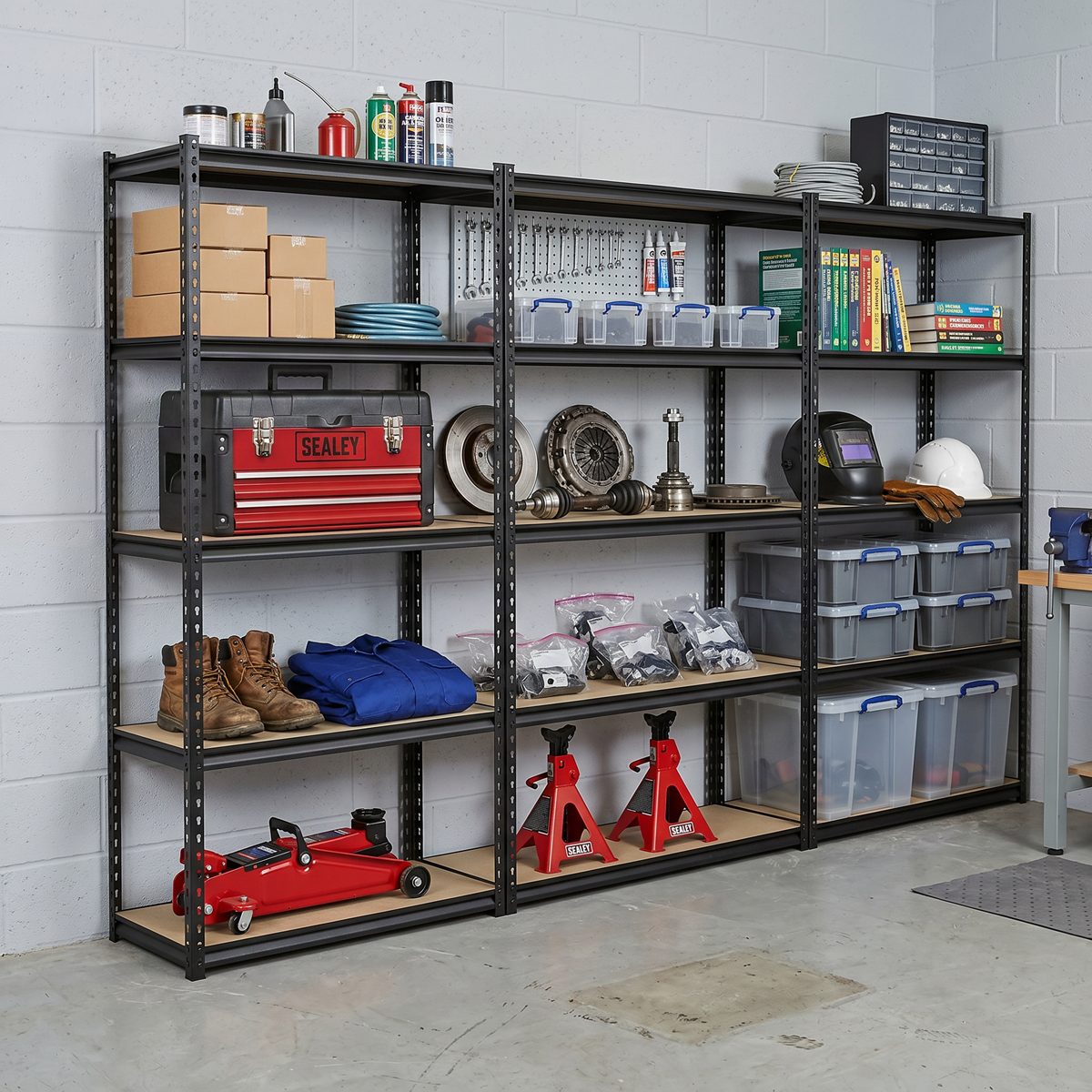 Sealey Racking Unit 5 Shelves 220kg Capacity Per Level Set of 3
